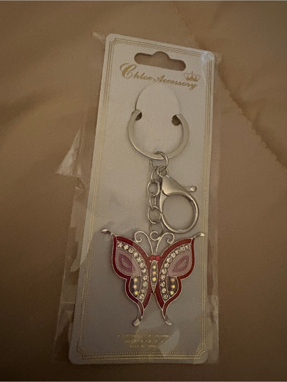 Red Butterfly Keychain Purse Charm